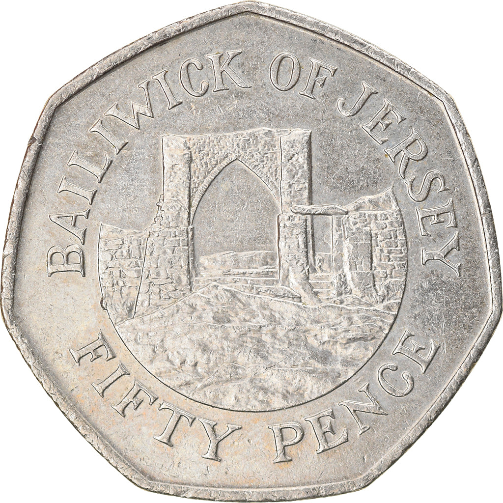 Coin, Jersey, Elizabeth II, 50 Pence, 1997, EF(40-45), Copper-nickel, KM:58.2