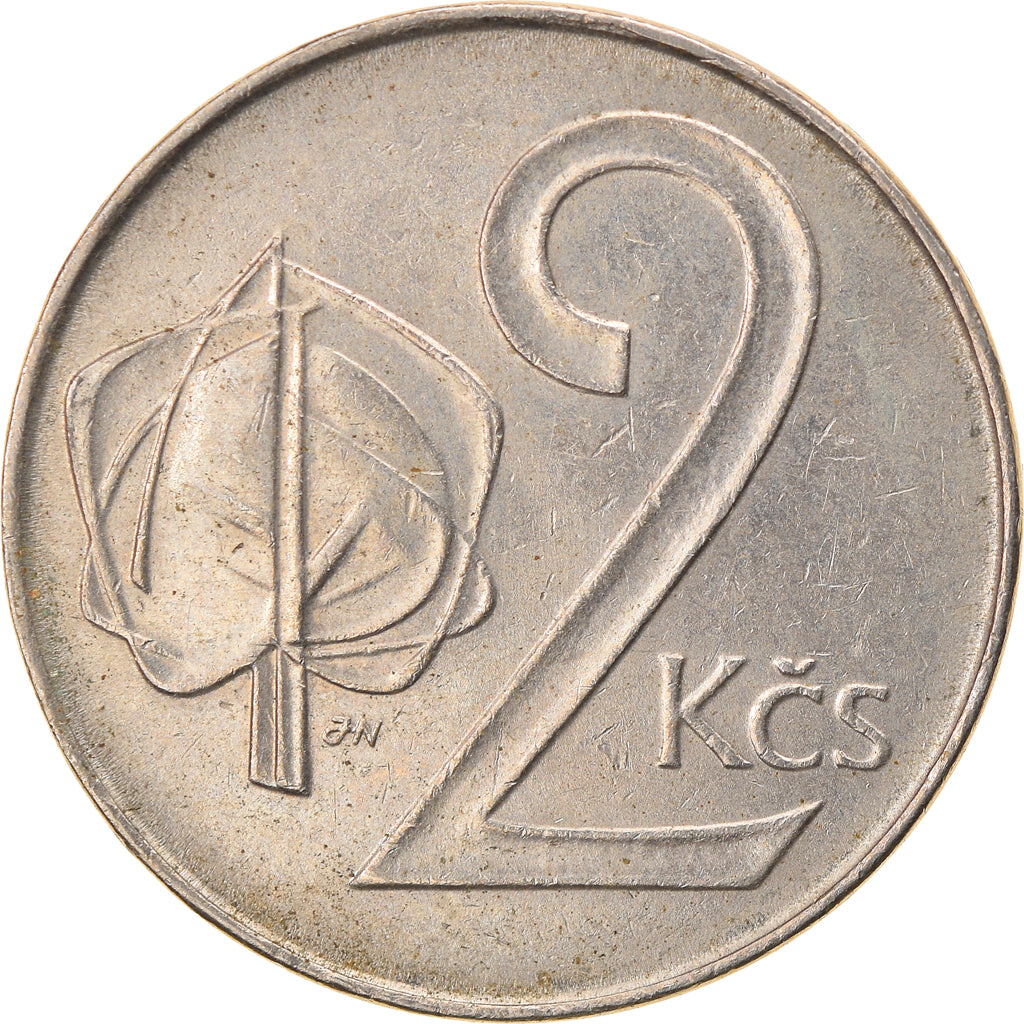 Munten, Tsjecho-Slowakije, 2 Koruny, 1991, FR+, Copper-nickel, KM:148