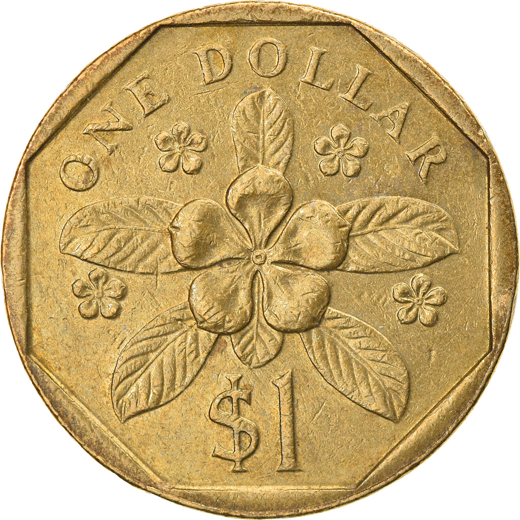 Coin, Singapore, Dollar, 1987, British Royal Mint, EF(40-45), Aluminum-Bronze