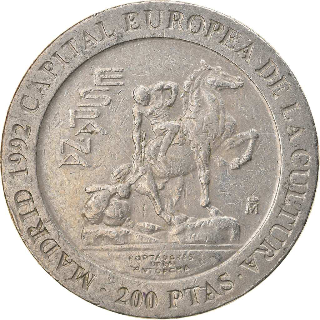 Moneda, España, Juan Carlos I, 200 Pesetas, 1992, BC+, Cobre - níquel, KM:909