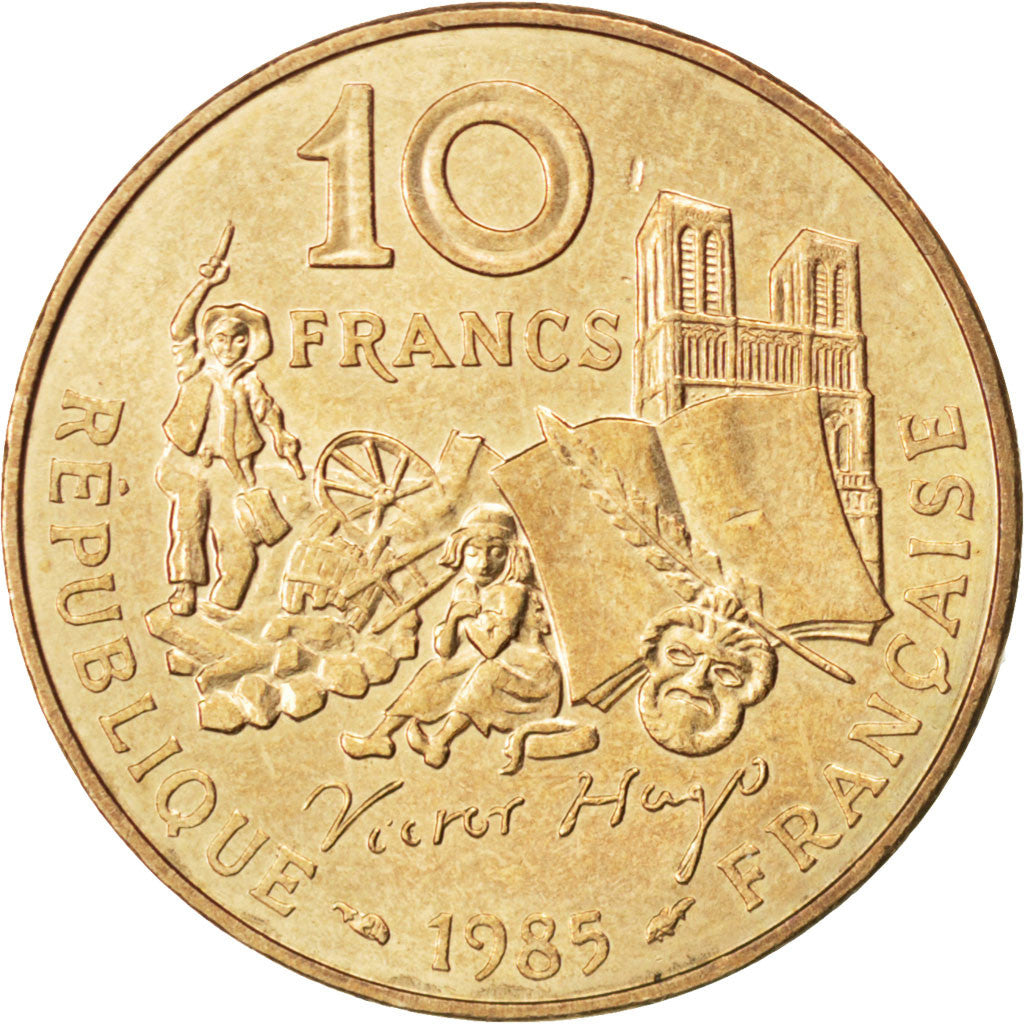 FRANCE, Victor Hugo, 10 Francs, 1985, KM #956, MS(60-62), Nickel-Bronze, 26,...
