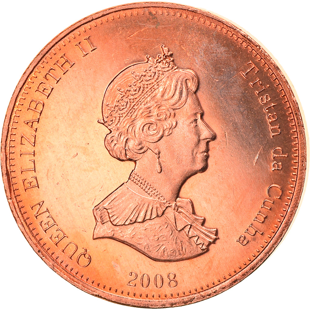Coin, Tristan Da Cunha, Elizabeth II, 1/2 Penny, 2008, Franklin Mint, MS(63)
