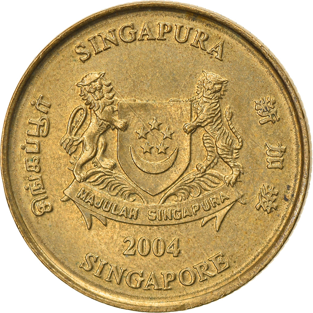 Moneda, Singapur, 5 Cents, 2004, Singapore Mint, MBC, Aluminio - bronce, KM:99
