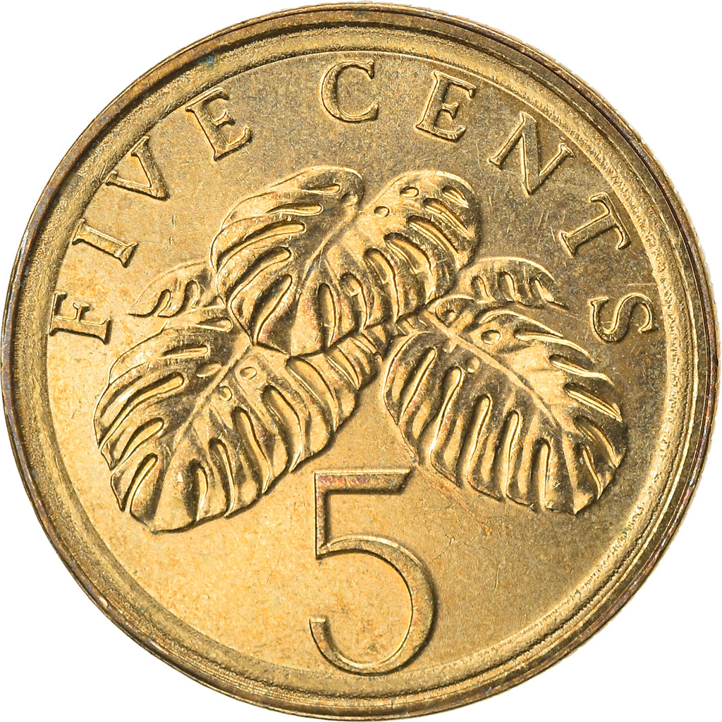 Coin, Singapore, 5 Cents, 2007, Singapore Mint, EF(40-45), Aluminum-Bronze