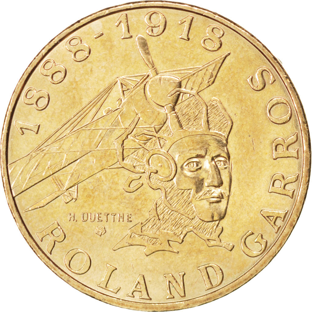 FRANCE, Roland Garros, 10 Francs, 1988, KM #965, MS(60-62), Aluminum-Bronze,...