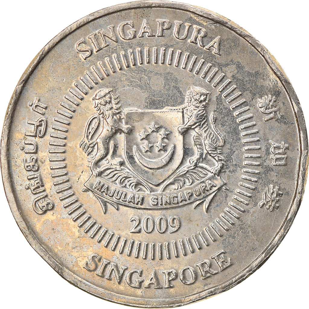 Münze, Singapur, 50 Cents, 2009, Singapore Mint, S+, Copper-nickel, KM:102