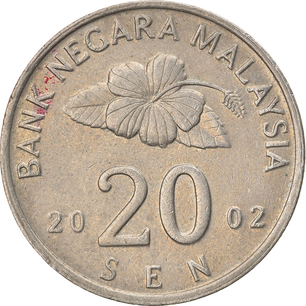 Moneta, Malezja, 20 Sen, 2002, EF(40-45), Miedź-Nikiel, KM:52