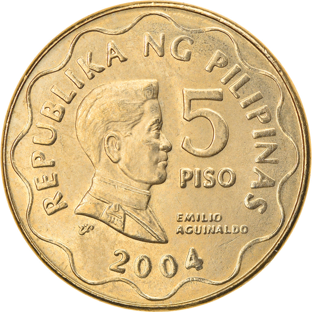 Coin, Philippines, 5 Piso, 2004, EF(40-45), Nickel-brass, KM:272