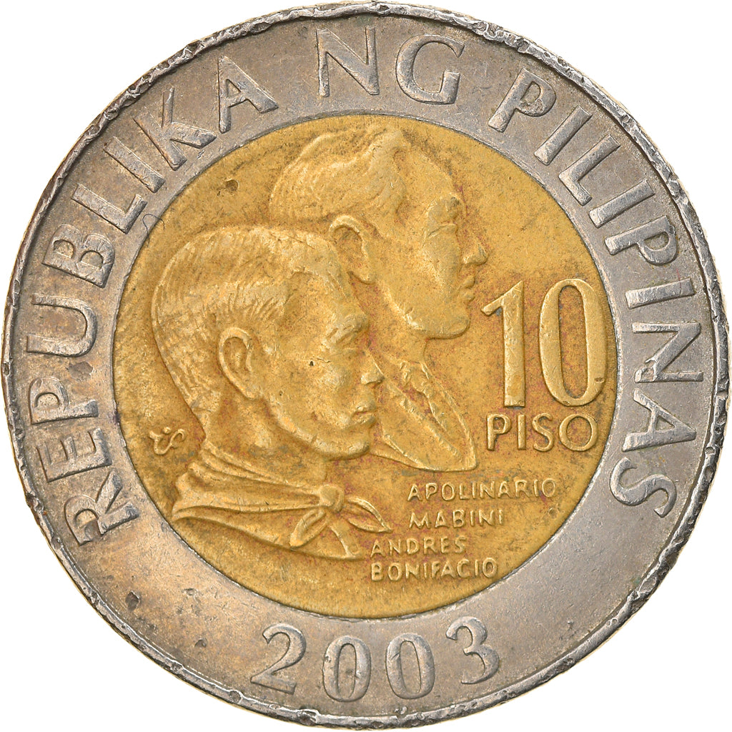 Coin, Philippines, 10 Piso, 2003, Manila, VF(30-35), Bi-Metallic, KM:278
