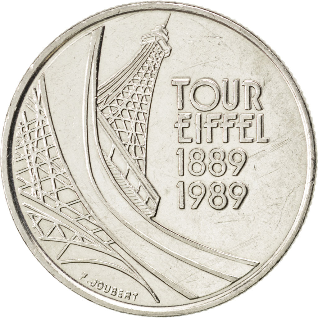 FRANCE, Tour Eiffel, 5 Francs, 1989, Paris, KM #968, MS(60-62), Nickel, 29,...