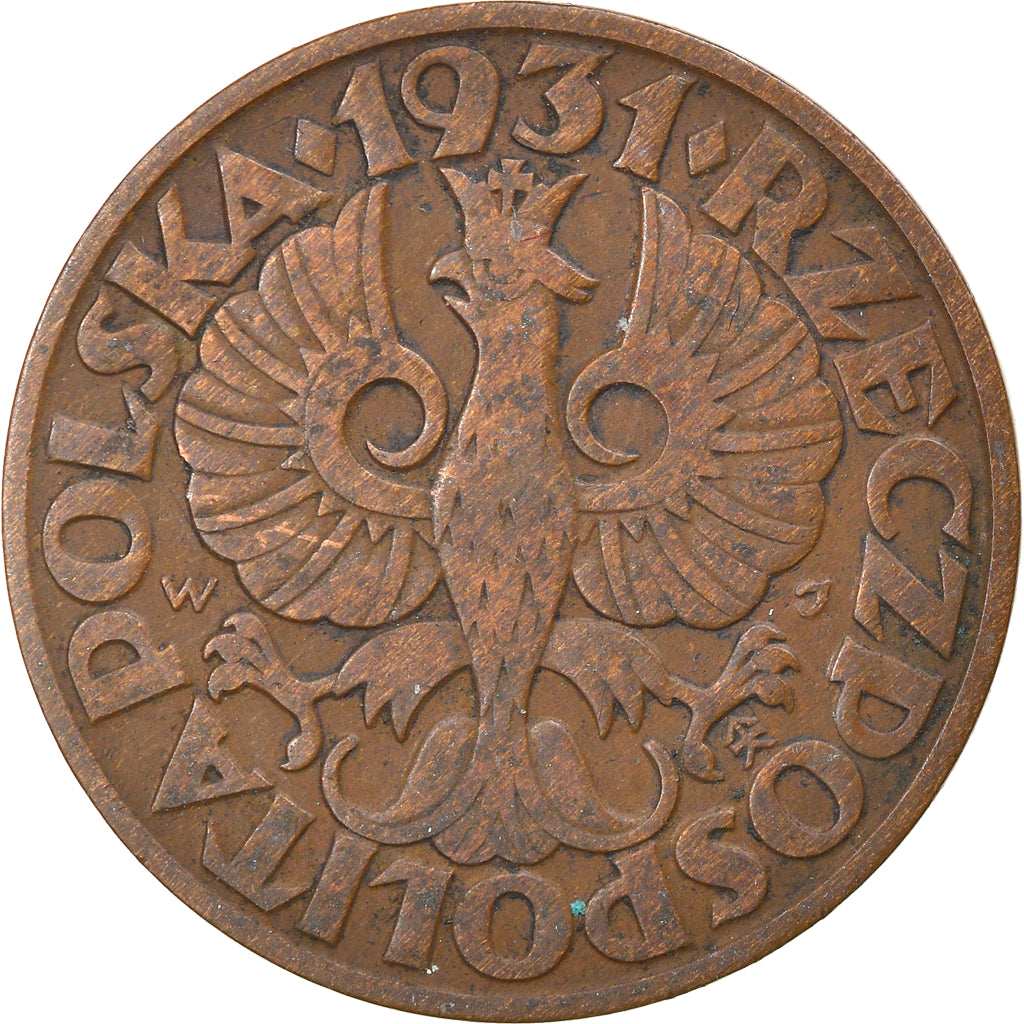 Coin, Poland, 5 Groszy, 1931, Warsaw, EF(40-45), Bronze, KM:10a