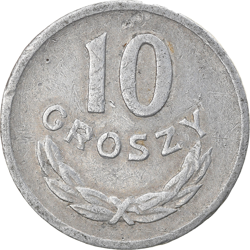 Moneda, Polonia, 10 Groszy, 1961, Warsaw, BC+, Aluminio, KM:AA47