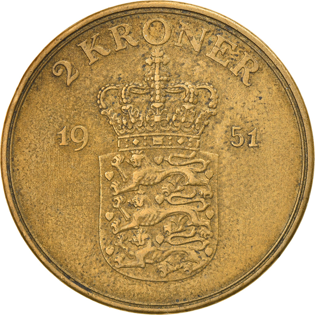 Coin, Denmark, Frederik IX, 2 Kroner, 1951, Copenhagen, VF(30-35)
