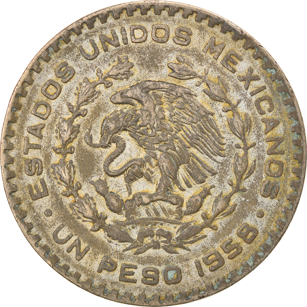 Moneta, Mexico, Peso, 1958, Mexico City, VF(30-35), Srebro, KM:459