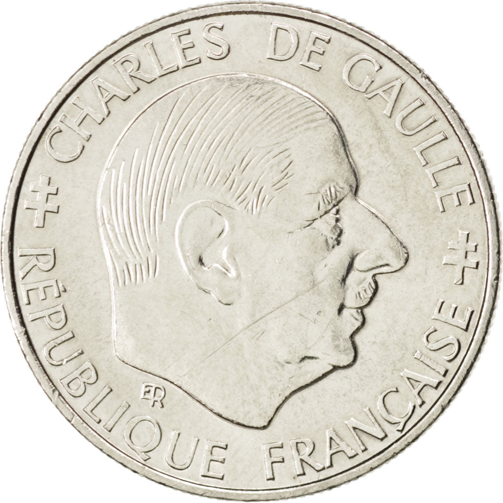 FRANCE, Charles de Gaulle, Franc, 1988, Paris, KM #963, MS(60-62), Nickel, 24,..
