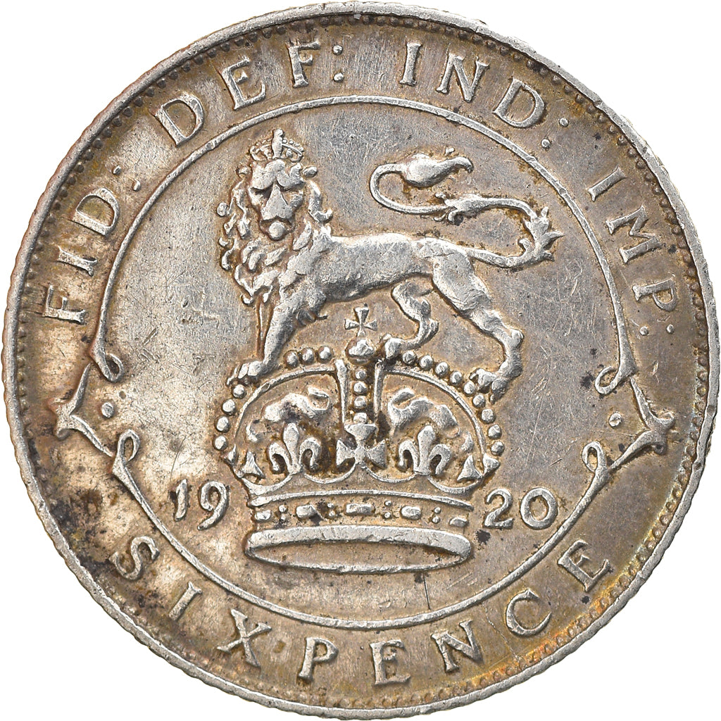 Coin, Great Britain, George V, 6 Pence, 1920, EF(40-45), Silver, KM:815