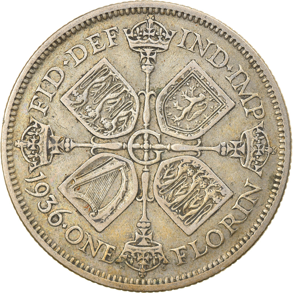 Coin, Great Britain, George V, Florin, Two Shillings, 1936, EF(40-45), Silver