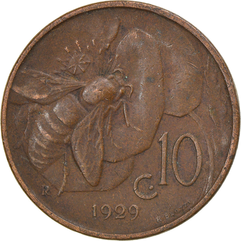 Monnaie, Italie, Vittorio Emanuele III, 10 Centesimi, 1929, Rome, TTB, Bronze