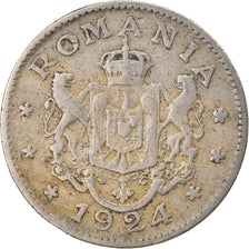 Moneta, Romania, Ferdinand I, Leu, 1924, MB+, Rame-nichel, KM:46