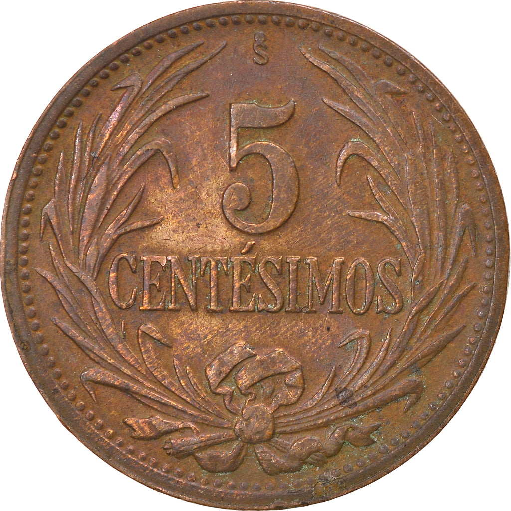 Moneta, Uruguay, 5 Centesimos, 1951, Santiago, MB+, Rame, KM:21a