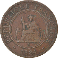 Münze, FRENCH COCHIN CHINA, Cent, 1884, Paris, S+, Bronze, KM:3