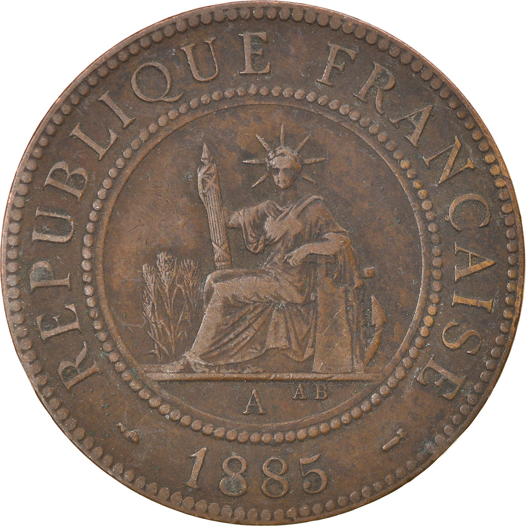 Moeda, COCHINCHINA FRANCESA, Cent, 1985, Paris, VF(30-35), Bronze, KM:3