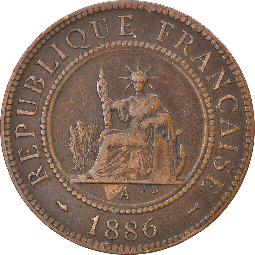 Coin, FRENCH INDO-CHINA, Cent, 1886, Paris, VF(30-35), Bronze, KM:1