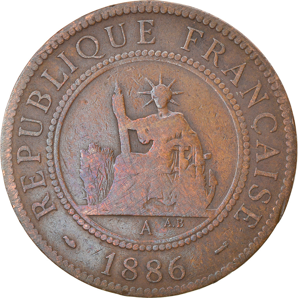 Coin, FRENCH INDO-CHINA, Cent, 1886, Paris, VF(30-35), Bronze, KM:1