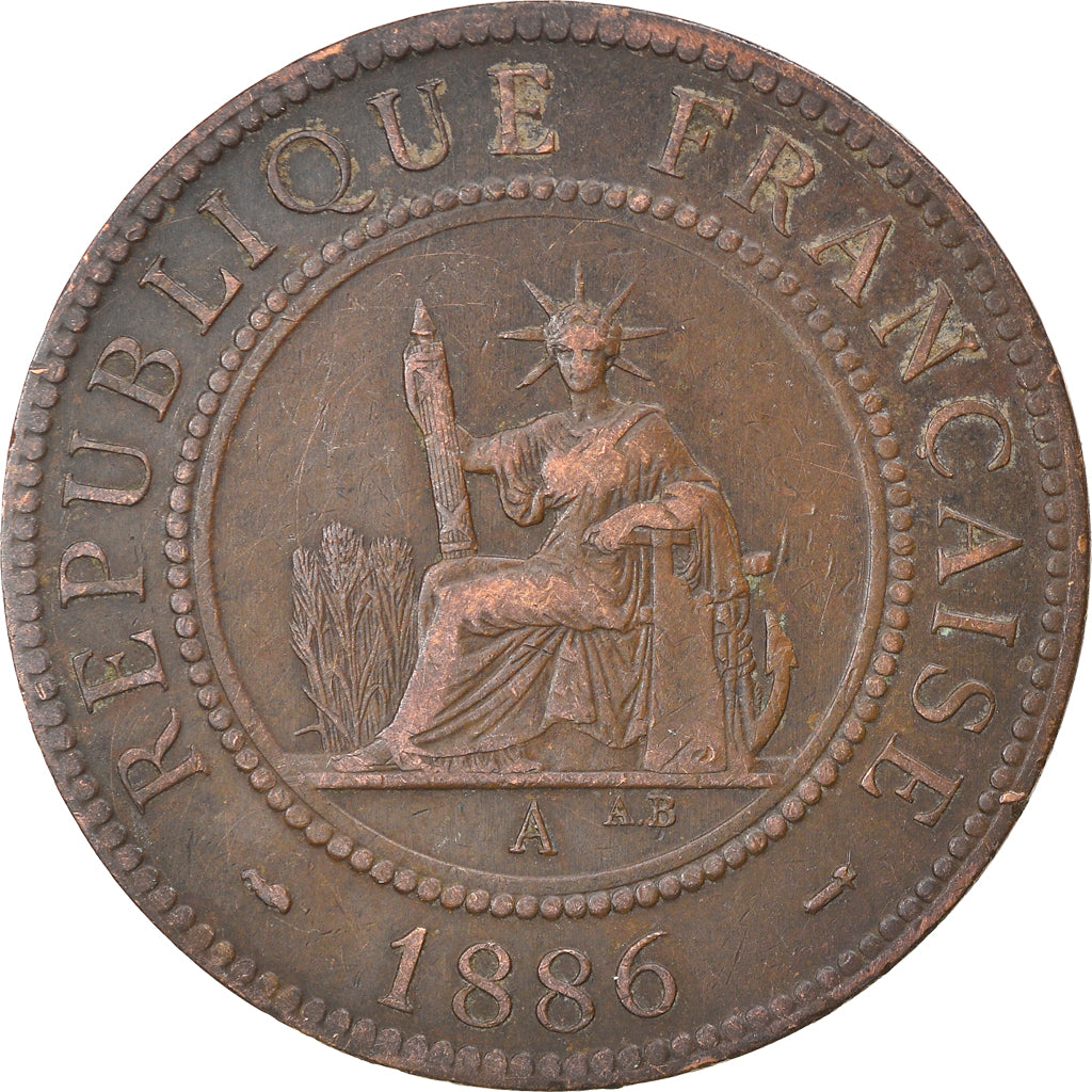 Coin, FRENCH INDO-CHINA, Cent, 1886, Paris, VF(30-35), Bronze, KM:1