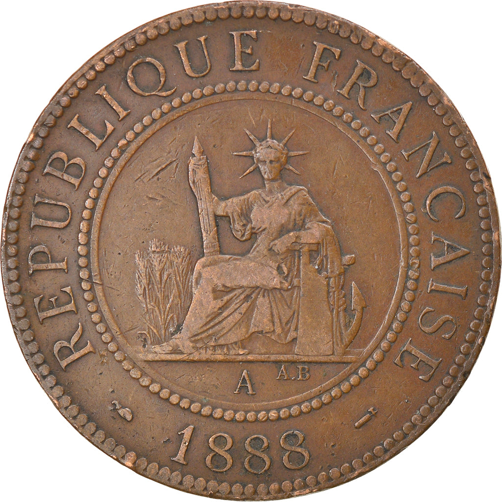 Münze, FRENCH INDO-CHINA, Cent, 1888, Paris, S+, Bronze, KM:1