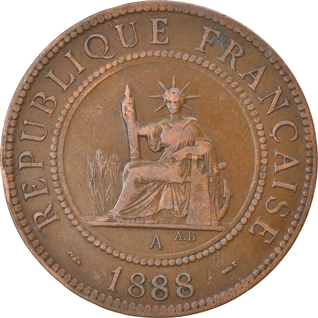 Coin, FRENCH INDO-CHINA, Cent, 1888, Paris, VF(30-35), Bronze, KM:1