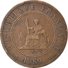Coin, FRENCH INDO-CHINA, Cent, 1889, Paris, VF(30-35), Bronze, KM:1