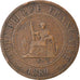 Coin, FRENCH INDO-CHINA, Cent, 1889, Paris, VF(30-35), Bronze, KM:1