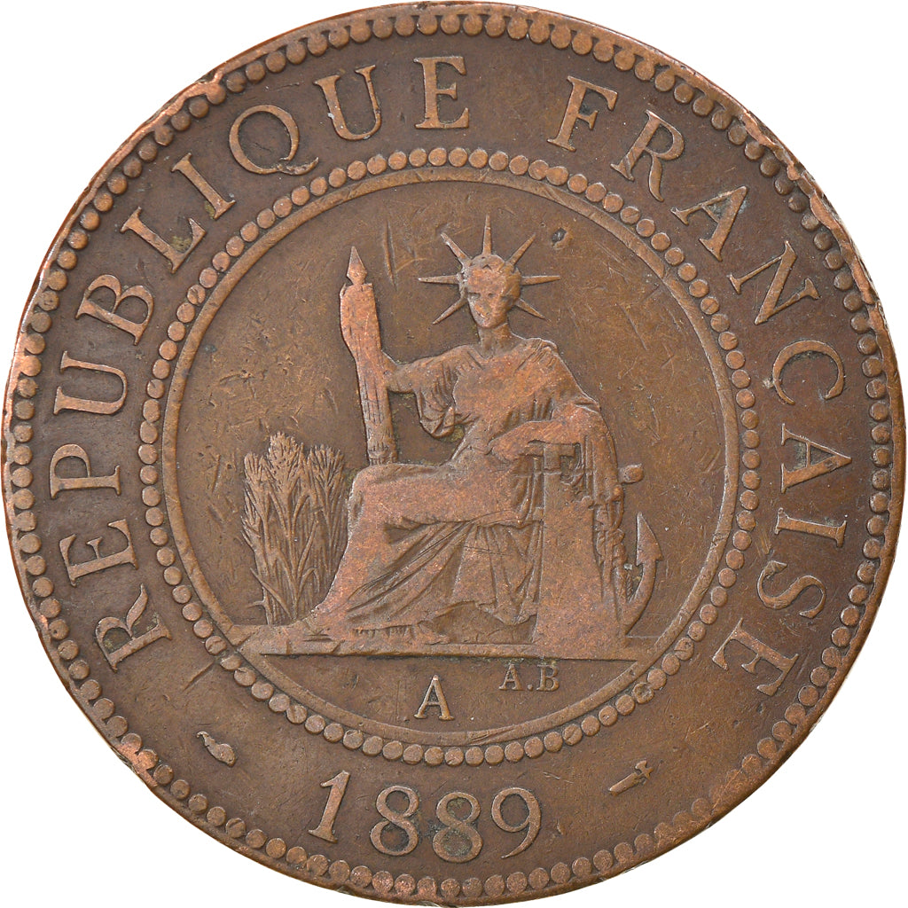 Monnaie, FRENCH INDO-CHINA, Cent, 1889, Paris, TB+, Bronze, KM:1