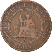 Monnaie, FRENCH INDO-CHINA, Cent, 1889, Paris, TB+, Bronze, KM:1