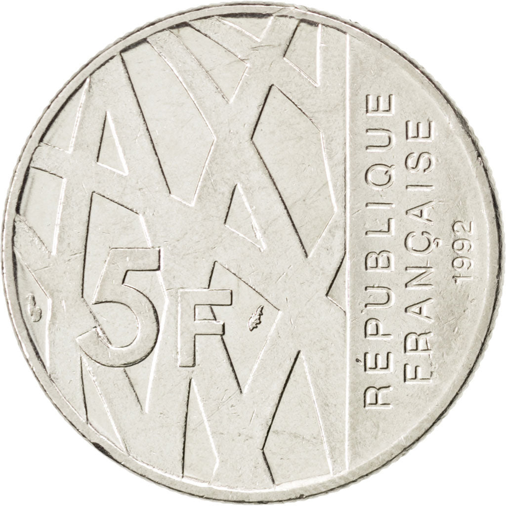 FRANCE, Mendès France, 5 Francs, 1992, Paris, KM #1006, MS(60-62), Nickel, 29, G