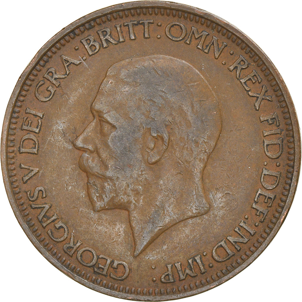 Moneta, Wielka Brytania, George V, 1/2 Penny, 1929, EF(40-45), Bronze, KM:837