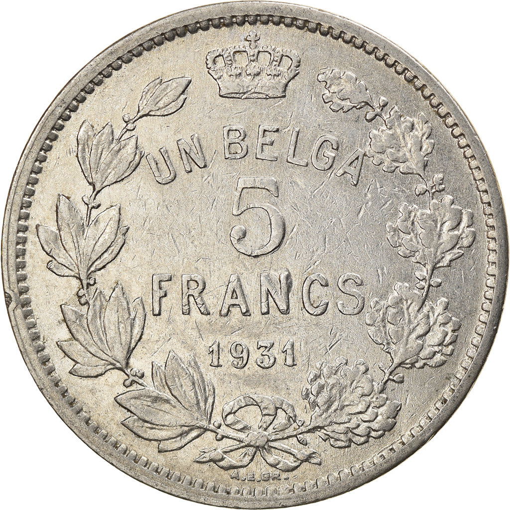 Moeda, Bélgica, 5 Francs, 5 Frank, 1931, EF(40-45), Níquel, KM:97.1