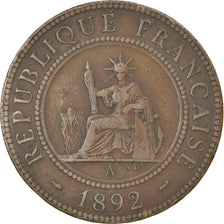 Coin, FRENCH INDO-CHINA, Cent, 1892, Paris, VF(30-35), Bronze, KM:1