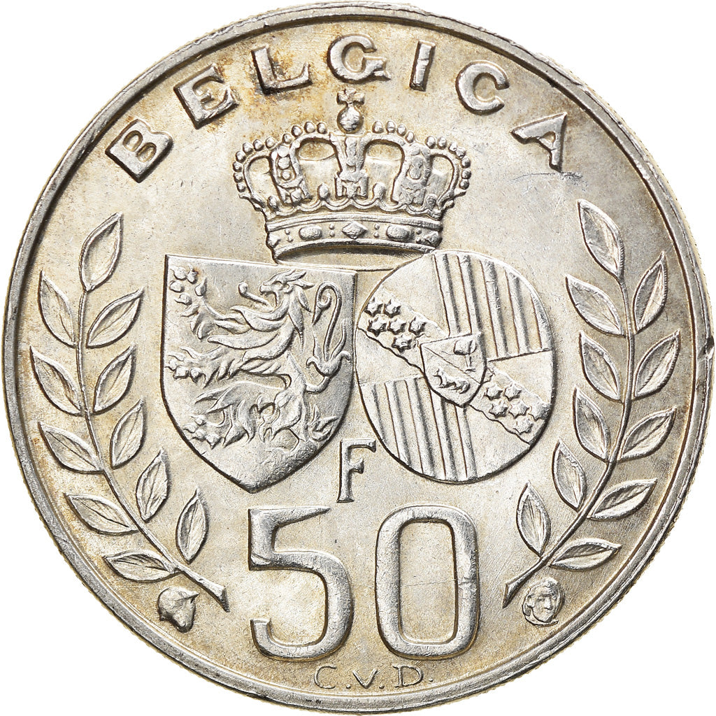 Moneta, Belgia, 50 Francs, 50 Frank, 1960, Brussels, AU(55-58), Srebro, KM:152.1