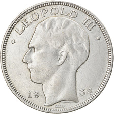 Coin, Belgium, 20 Francs, 20 Frank, 1934, EF(40-45), Silver, KM:105