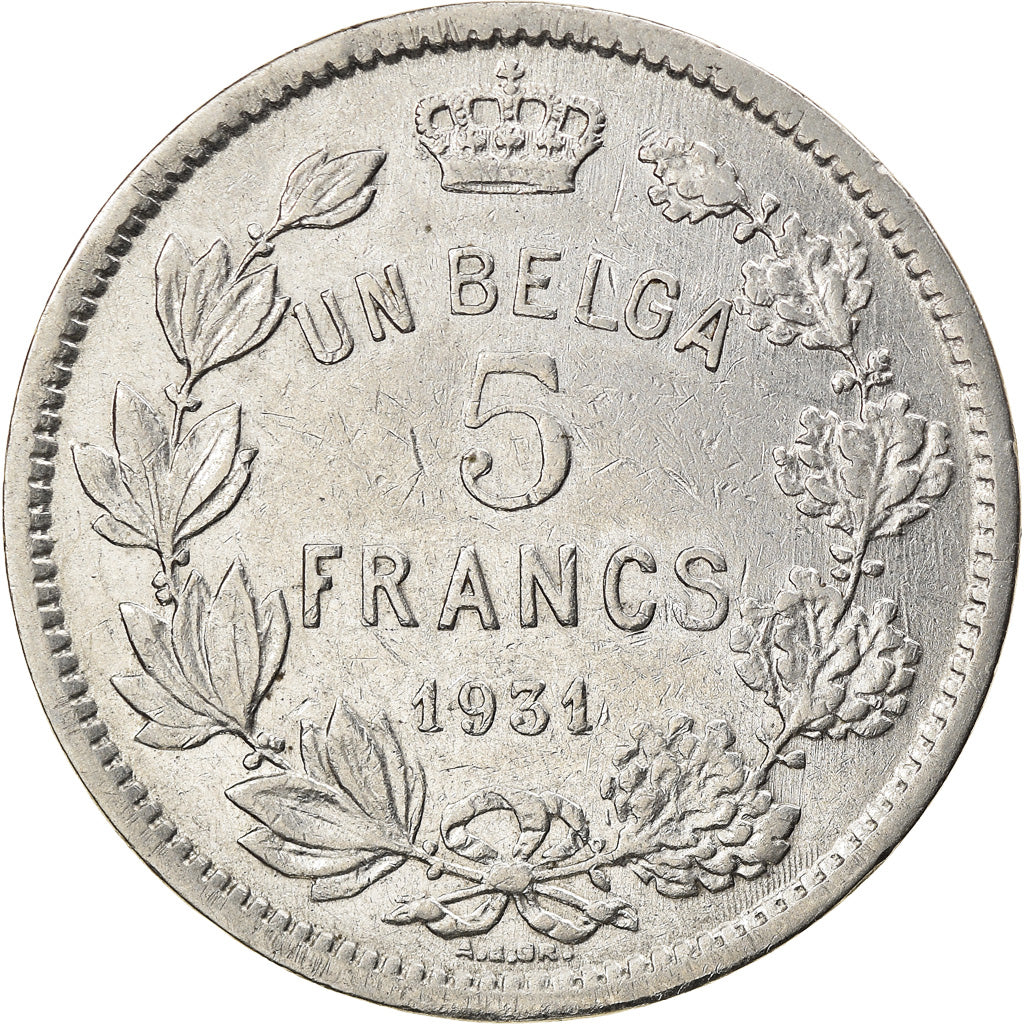Coin, Belgium, 5 Francs, 5 Frank, 1931, EF(40-45), Nickel, KM:97.1