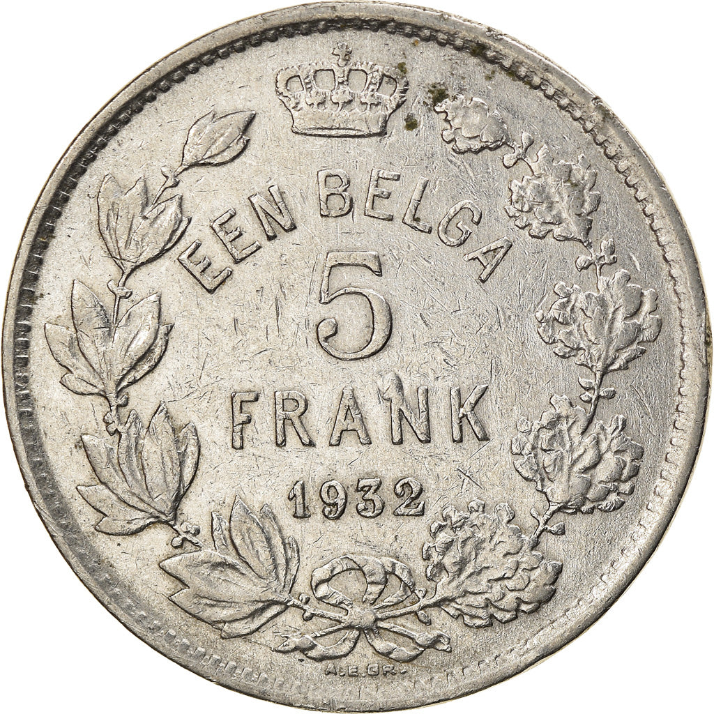 Coin, Belgium, 5 Francs, 5 Frank, 1932, EF(40-45), Nickel, KM:98
