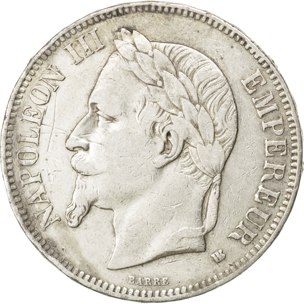 FRANCE, Napoléon III, 5 Francs, 1868, Strasbourg, KM #799.2, VF(30-35), Silver,