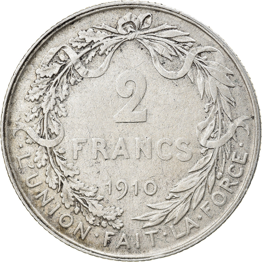 Coin, Belgium, 2 Francs, 2 Frank, 1910, EF(40-45), Silver, KM:74