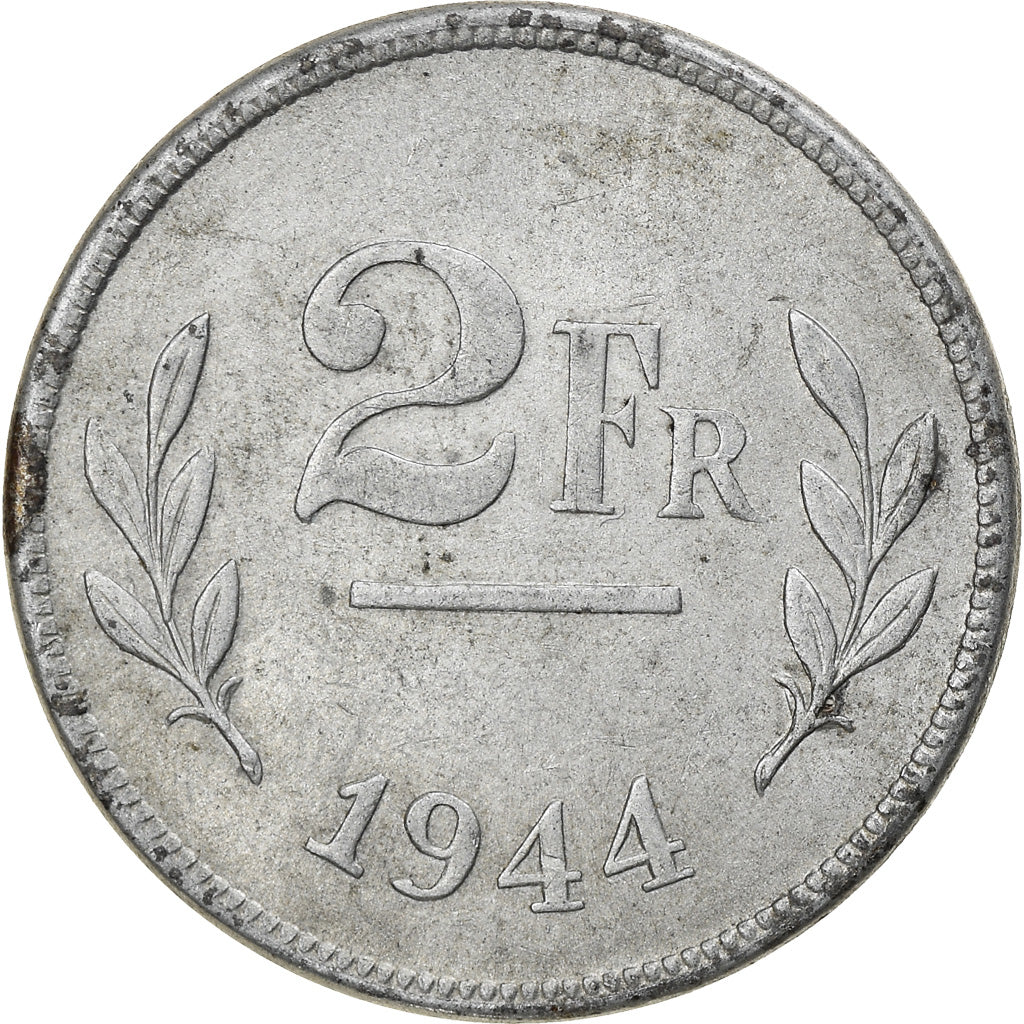 Moneta, Belgio, 2 Francs, 2 Frank, 1944, BB, Acciaio ricoperto in zinco, KM:133