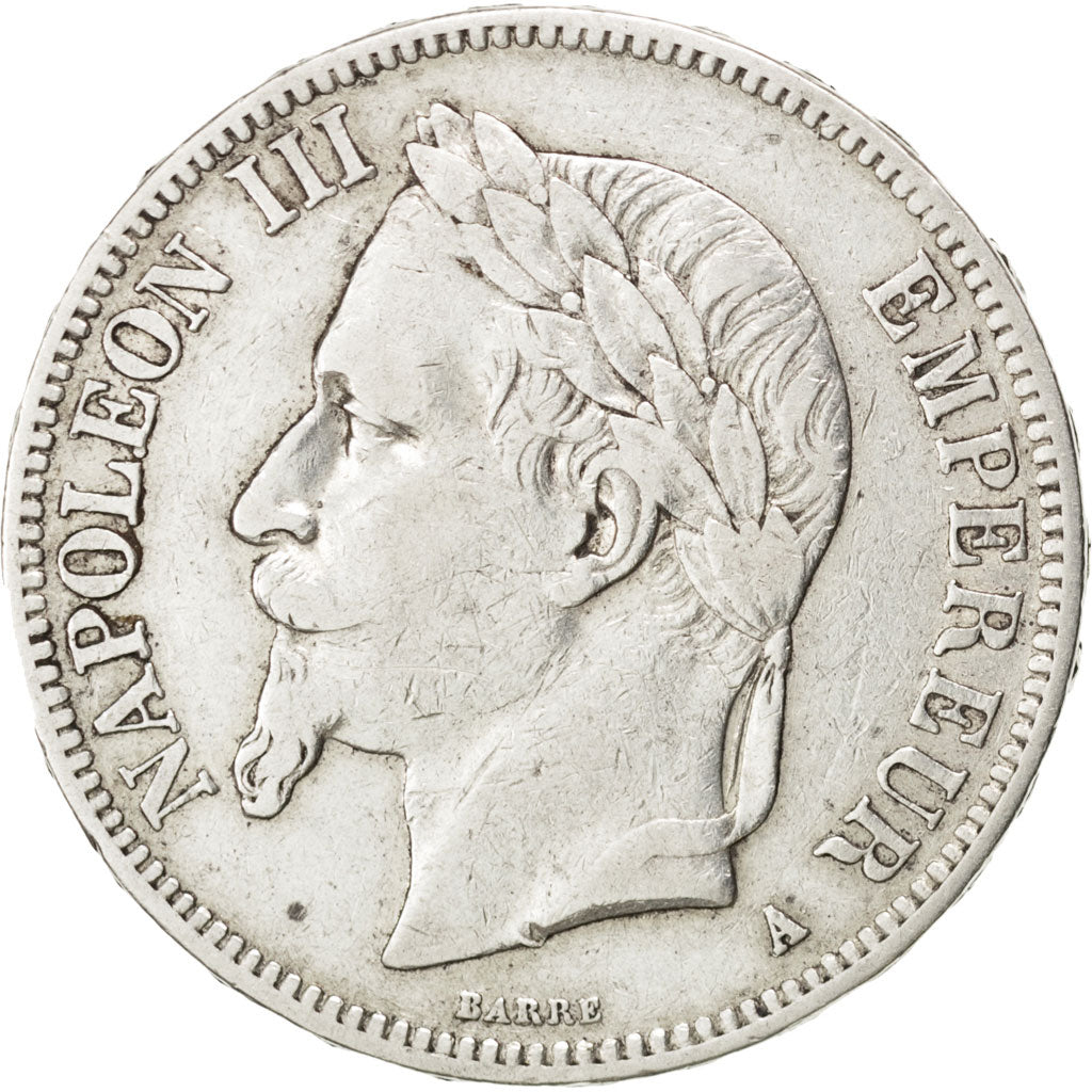 FRANCE, Napoléon III, 5 Francs, 1868, Paris, KM #799.1, VF(30-35), Silver, G...