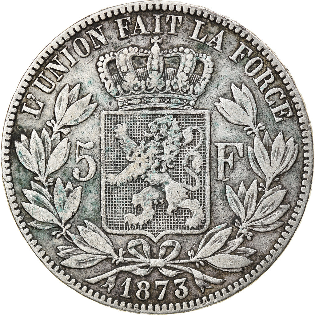 Munten, België, Leopold II, 5 Francs, 5 Frank, 1873, ZF, Zilver, KM:24