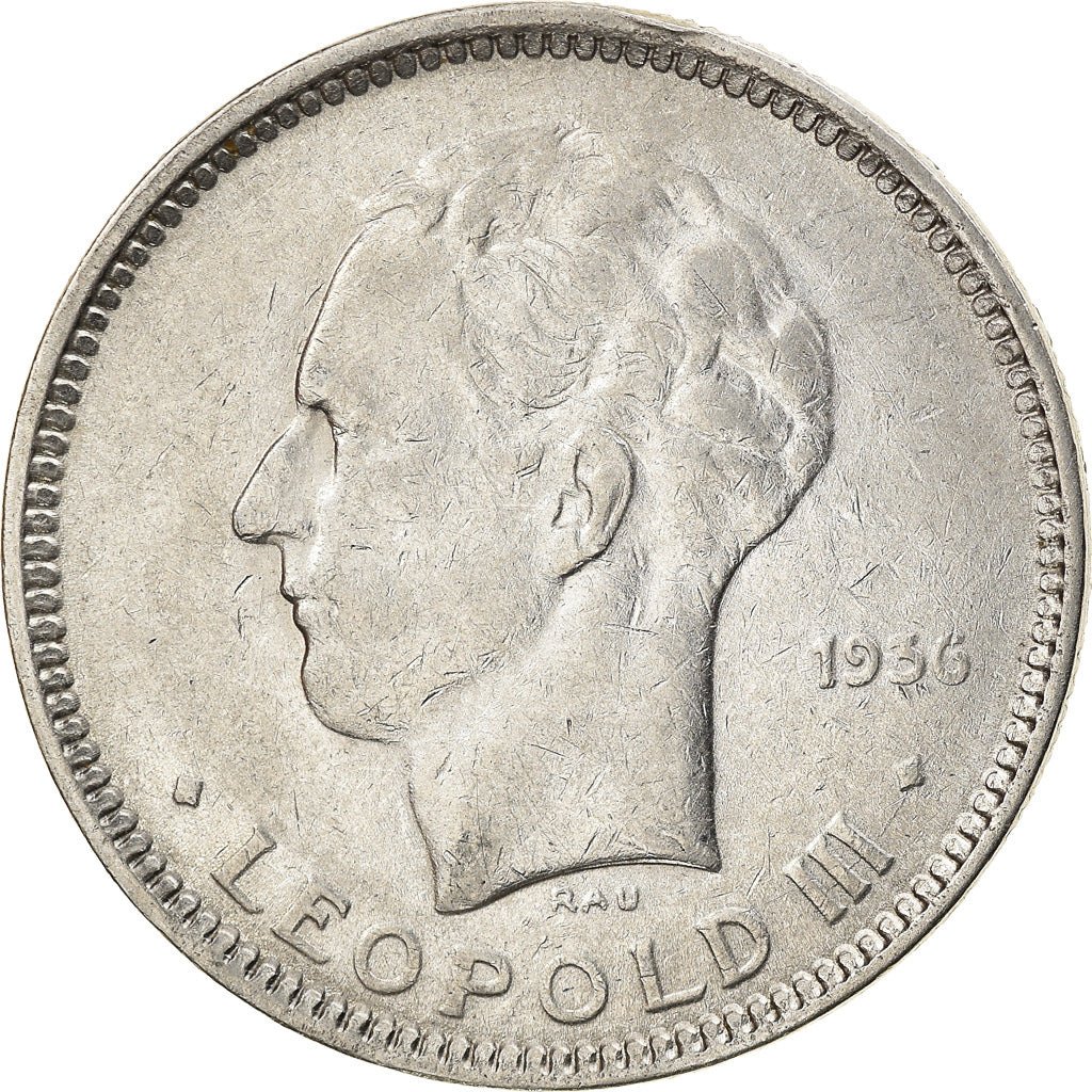 Coin, Belgium, 5 Francs, 5 Frank, 1936, EF(40-45), Nickel, KM:109.1