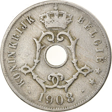 Moneta, Belgia, 25 Centimes, 1908, EF(40-45), Miedź-Nikiel, KM:63